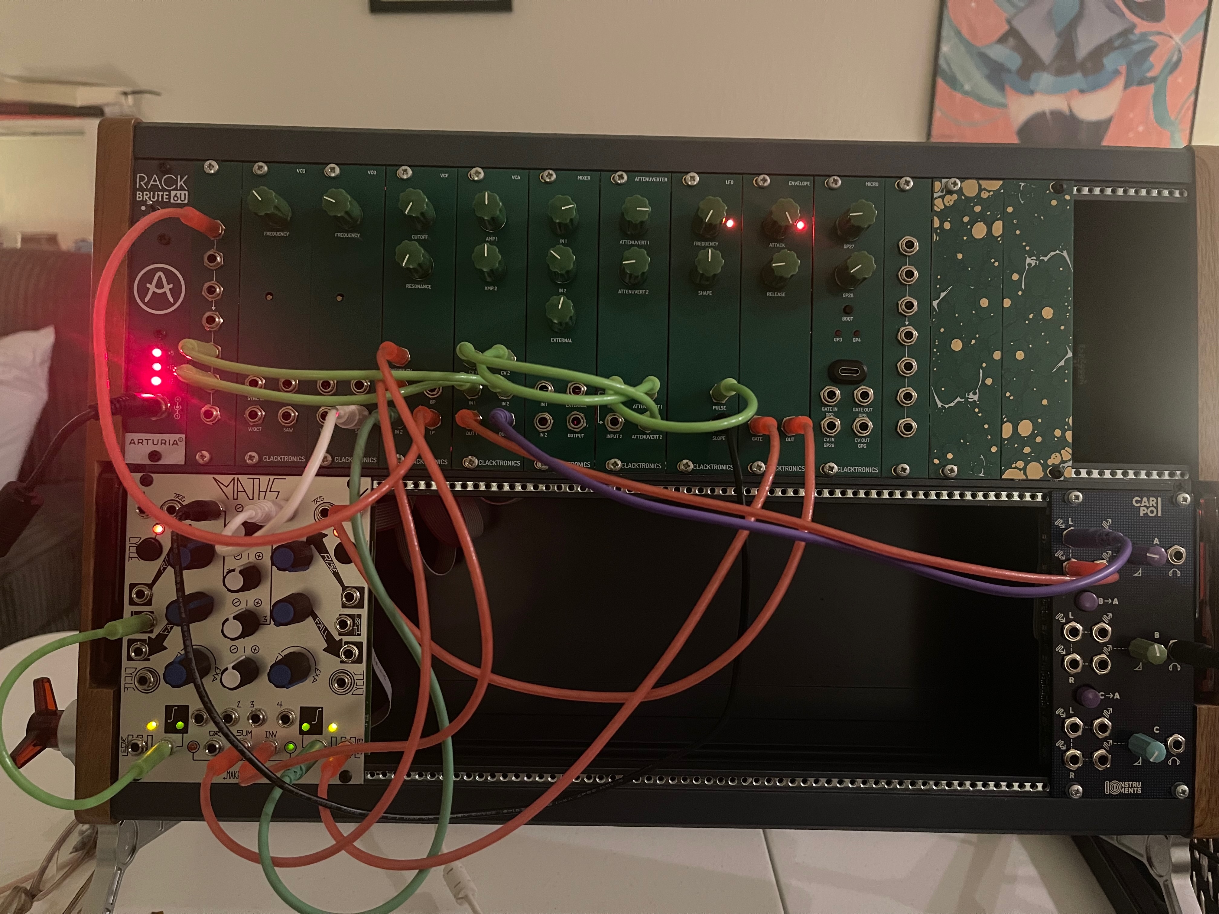 photograph of the eurorack patch used in creation of the track